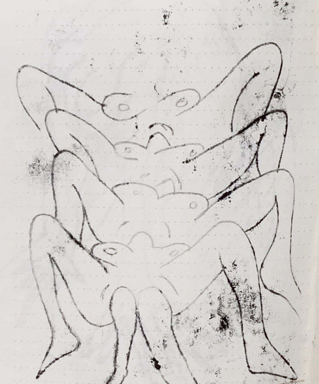 Saeede Hatami - Works - The Goddesses of Heavens and Earth Are Shouting - 13x20cm | Mono print on the paper
